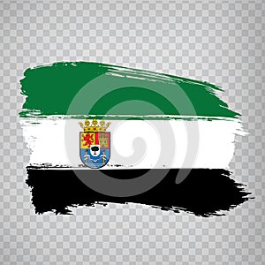 Flag of Extremadura brush strokes. Flag Autonomous Community Extremadura of Spain on transparent background for your web site desi photo