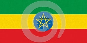 flag of Federal Democratic Republic of Ethiopia. National Ethiopian flag on fabric