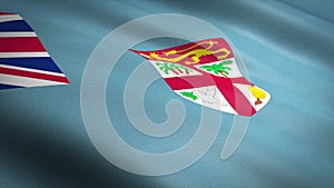 Flag of Fiji. Realistic waving flag 3D render illustration with highly detailed fabric texture.