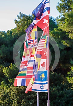 Flag of flags of many countries represents united countries