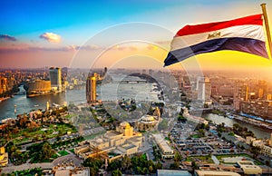 The flag flies over Cairo