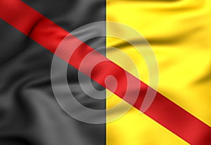 Flag of Fontaine-l`Eveque Hainaut province, Belgium. 3D Illustration