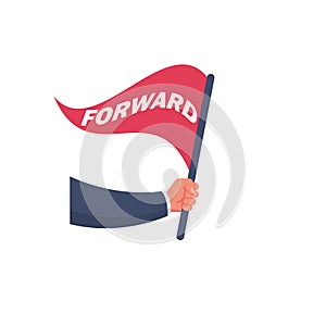 Flag forward in the hand of an ambitious businessman vector