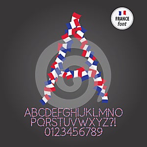 Flag of France Alphabet and Digit Vector