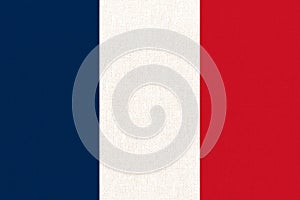 Flag of France. French flag on fabric surface. European country