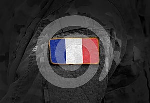 Flag of France on military uniform. Army, troops, soldier collage