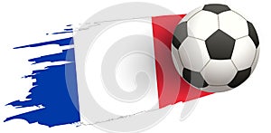 Flag of France and soccer ball of football symbol