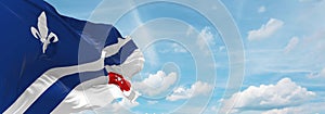 flag of French ancestry Franco-Albertans at cloudy sky backgroun