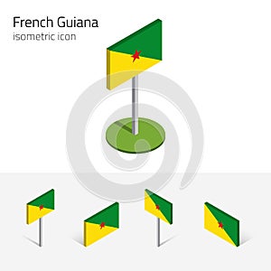 Flag of French Guiana France, vector set of 3D isometric icons
