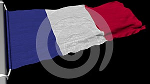 The flag of the French Republics continuously waved with the wind.