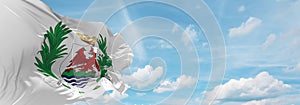 flag of Gallo-Romance peoples Nicard people at cloudy sky background, panoramic view. flag representing extinct country,ethnic
