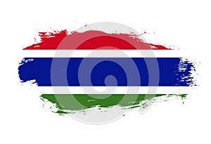 Flag of gambia on white stroke brush background