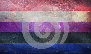 flag of Genderfluidity Pride-Flag with fabric texture. equality concept. grunge retro plain background. Top view