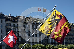 Flag of the Geneva Canton and flag of Switerland