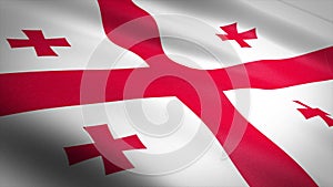 Flag of Georgia. Realistic waving flag 3D render illustration with highly detailed fabric texture.