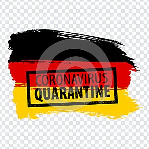 Flag of  Germany  from brush strokes and  Coronavirus Quarantine rectangle grunge framed seal.