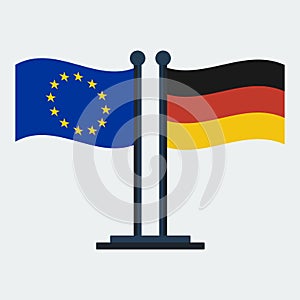 Flag Of Germany And European Union.Flag Stand. Vector Illustration