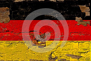 Flag of Germany on old wood.