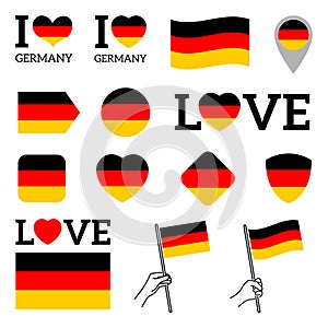 Flag of Germany. Set of Flags. I love Germany.