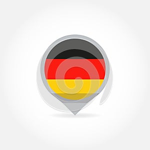 Flag of Germany in shape of map pointer or marker. German national symbol icon. Vector illustration