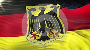 Flag of Germany waving on sun. Seamless loop with highly detailed fabric texture