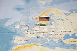 The Flag of germany in the world map
