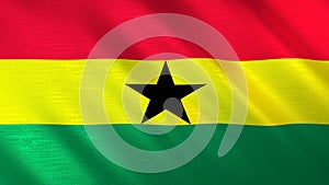 The flag of Ghana. Shining silk flag of Ghana. High quality render. 3D illustration