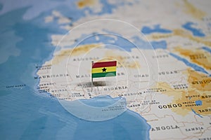 The Flag of ghana in the world map