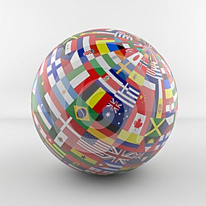 Flag Globe with different country flags