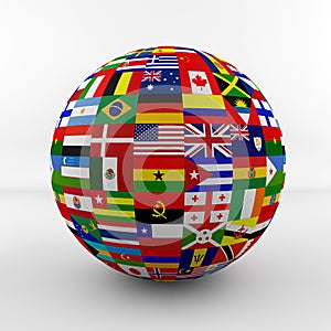 Flag Globe with different country flags