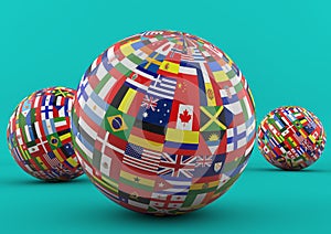 Flag Globe with different country flags