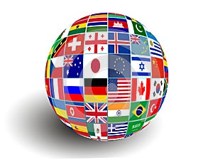 Flag Globe with different country flags