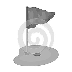 Flag and golf course.Golf club single icon in monochrome style vector symbol stock illustration web.