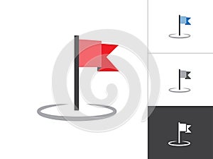 Flag GPS Map Pointer Isolated Vector Illustration Icon. Map Pin Concept Symbol on White Background