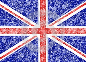 Flag of great Britain, abstract. UK flag in grunge. The effect of scuff, wear, damage, old. Vector illustration.