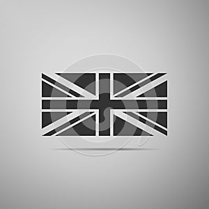 Flag of Great Britain icon isolated on grey background. UK flag sign. Official United Kingdom flag sign. British symbol