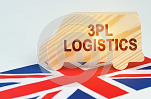 On the flag of Great Britain there is a truck with an inscription - 3PL logistics