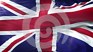 Flag of Great Britain waving on sun. Seamless loop with highly detailed texture.