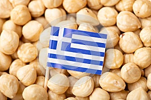 Flag of Greece on hazelnuts