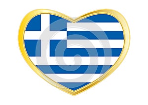 Flag of Greece in heart shape, golden frame