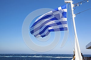 The flag of Greece on the sheep in the Mediterrian