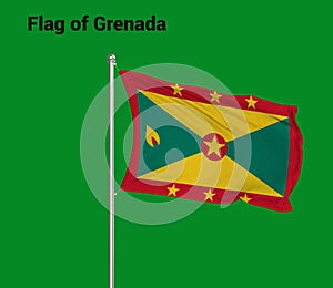 Flag Of Grenada, Grenada flag, National flag of Grenada. pole flag of Grenada