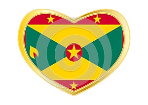 Flag of Grenada in heart shape, golden frame