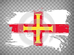 Flag of Guernsey from brush strokes. Flag of Guernsey on transparent background