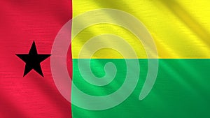 The flag of Guinea Bissau. Shining silk flag of Guinea Bissau. High quality render. 3D illustration photo