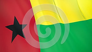 The flag of Guinea Bissau. Waving silk flag of Guinea Bissau. High quality render. 3D illustration photo