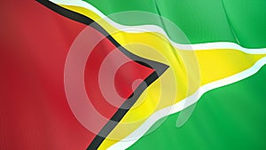 The flag of Guyana. Waving silk flag of Guyana. High quality render. 3D illustration