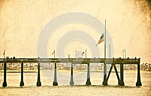 Flag half mast Ventura pier