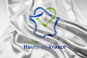 The flag of Hauts de France Rippled