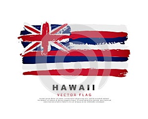 Flag of Hawaii. Blue, red and white hand-drawn brush strokes. Vector illustration isolated on white background